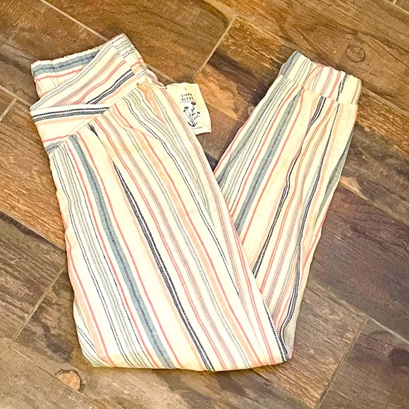 Striped Linen Joggers - Picture 1 of 7